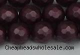 CSB1885 15.5 inches 14mm faceted round matte shell pearl beads