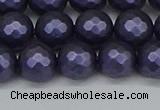 CSB1893 15.5 inches 10mm faceted round matte shell pearl beads