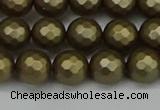 CSB1912 15.5 inches 8mm faceted round matte shell pearl beads