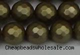 CSB1914 15.5 inches 12mm faceted round matte shell pearl beads