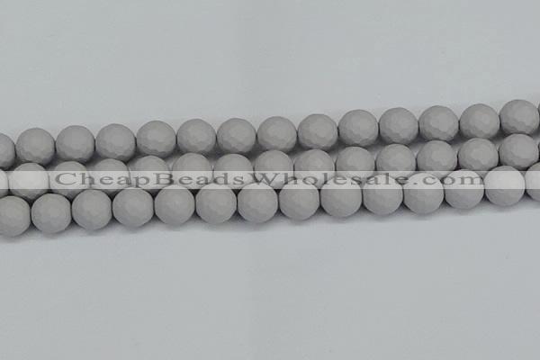 CSB1945 15.5 inches 14mm faceted round matte shell pearl beads