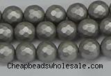 CSB1951 15.5 inches 6mm faceted round matte shell pearl beads