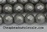 CSB1953 15.5 inches 10mm faceted round matte shell pearl beads
