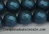 CSB1985 15.5 inches 14mm faceted round matte shell pearl beads