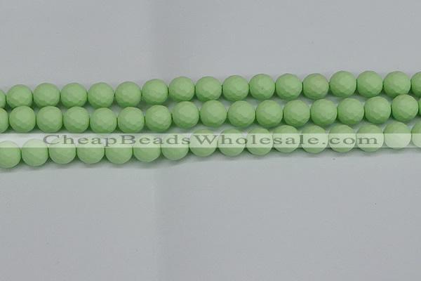CSB1993 15.5 inches 10mm faceted round matte shell pearl beads