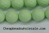 CSB1994 15.5 inches 12mm faceted round matte shell pearl beads