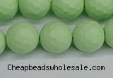 CSB1995 15.5 inches 14mm faceted round matte shell pearl beads