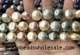 CSB2152 15.5 inches 16mm flat round mixed shell pearl beads