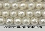 CSB2200 15.5 inches 4mm round wrinkled shell pearl beads wholesale