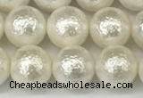 CSB2202 15.5 inches 8mm round wrinkled shell pearl beads wholesale