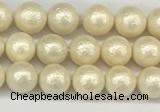 CSB2210 15.5 inches 4mm round wrinkled shell pearl beads wholesale