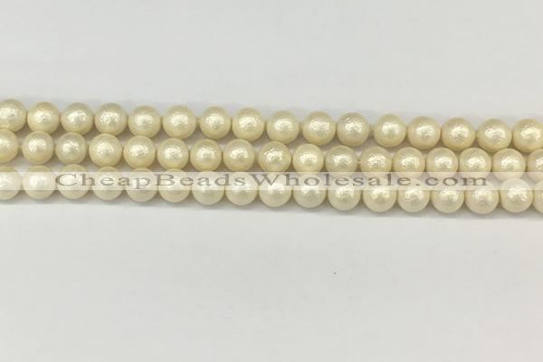 CSB2211 15.5 inches 6mm round wrinkled shell pearl beads wholesale