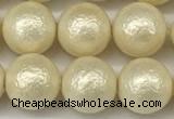 CSB2213 15.5 inches 10mm round wrinkled shell pearl beads wholesale