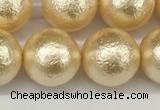 CSB2225 15.5 inches 14mm round wrinkled shell pearl beads wholesale