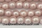 CSB2230 15.5 inches 4mm round wrinkled shell pearl beads wholesale