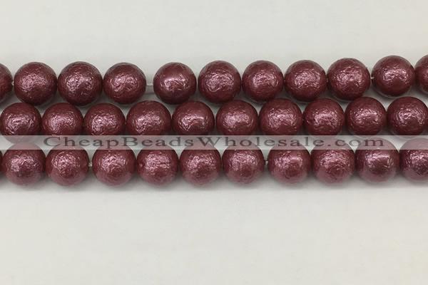 CSB2265 15.5 inches 14mm round wrinkled shell pearl beads wholesale