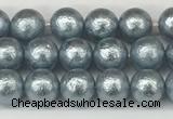 CSB2280 15.5 inches 4mm round wrinkled shell pearl beads wholesale
