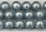 CSB2281 15.5 inches 6mm round wrinkled shell pearl beads wholesale