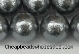CSB2295 15.5 inches 14mm round wrinkled shell pearl beads wholesale