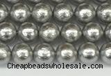 CSB2300 15.5 inches 4mm round wrinkled shell pearl beads wholesale