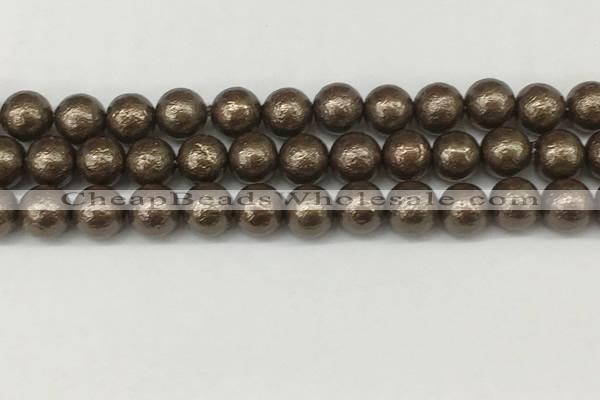 CSB2313 15.5 inches 10mm round wrinkled shell pearl beads wholesale