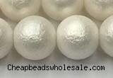 CSB2364 15.5 inches 12mm round matte wrinkled shell pearl beads