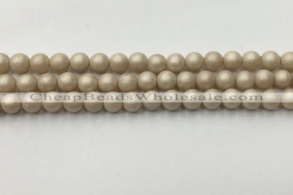 CSB2371 15.5 inches 6mm round matte wrinkled shell pearl beads