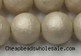 CSB2375 15.5 inches 14mm round matte wrinkled shell pearl beads