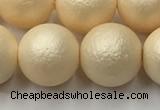 CSB2396 15.5 inches 16mm round matte wrinkled shell pearl beads