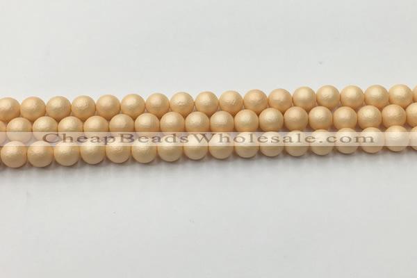 CSB2400 15.5 inches 4mm round matte wrinkled shell pearl beads