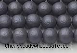 CSB2480 15.5 inches 4mm round matte wrinkled shell pearl beads
