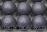 CSB2483 15.5 inches 10mm round matte wrinkled shell pearl beads