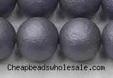 CSB2485 15.5 inches 14mm round matte wrinkled shell pearl beads