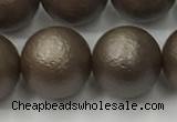 CSB2516 15.5 inches 16mm round matte wrinkled shell pearl beads