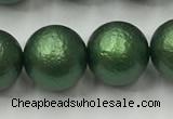 CSB2545 15.5 inches 14mm round matte wrinkled shell pearl beads