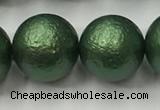 CSB2546 15.5 inches 16mm round matte wrinkled shell pearl beads