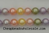 CSB309 15.5 inches 8mm round mixed color shell pearl beads