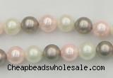 CSB313 15.5 inches 8mm round mixed color shell pearl beads