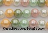 CSB329 15.5 inches 10mm round mixed color shell pearl beads