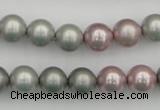 CSB341 15.5 inches 10mm round mixed color shell pearl beads