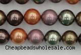 CSB368 15.5 inches 12mm round mixed color shell pearl beads