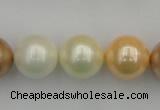 CSB392 15.5 inches 16mm round mixed color shell pearl beads