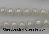 CSB426 15.5 inches 10mm round shell pearl with rhinestone beads
