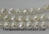 CSB451 15.5 inches 8mm faceted round shell pearl beads