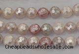 CSB490 15.5 inches 8mm faceted round mixed color shell pearl beads