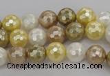 CSB521 15.5 inches 10mm faceted round mixed color shell pearl beads