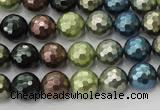 CSB532 15.5 inches 12mm faceted round mixed color shell pearl beads