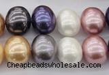 CSB696 15.5 inches 13*15mm oval mixed color shell pearl beads