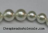 CSB920 15.5 inches 8mm - 14mm round shell pearl beads wholesale