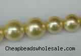 CSB923 15.5 inches 8mm - 14mm round shell pearl beads wholesale